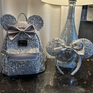 Silver Loungefly backpack & Ears